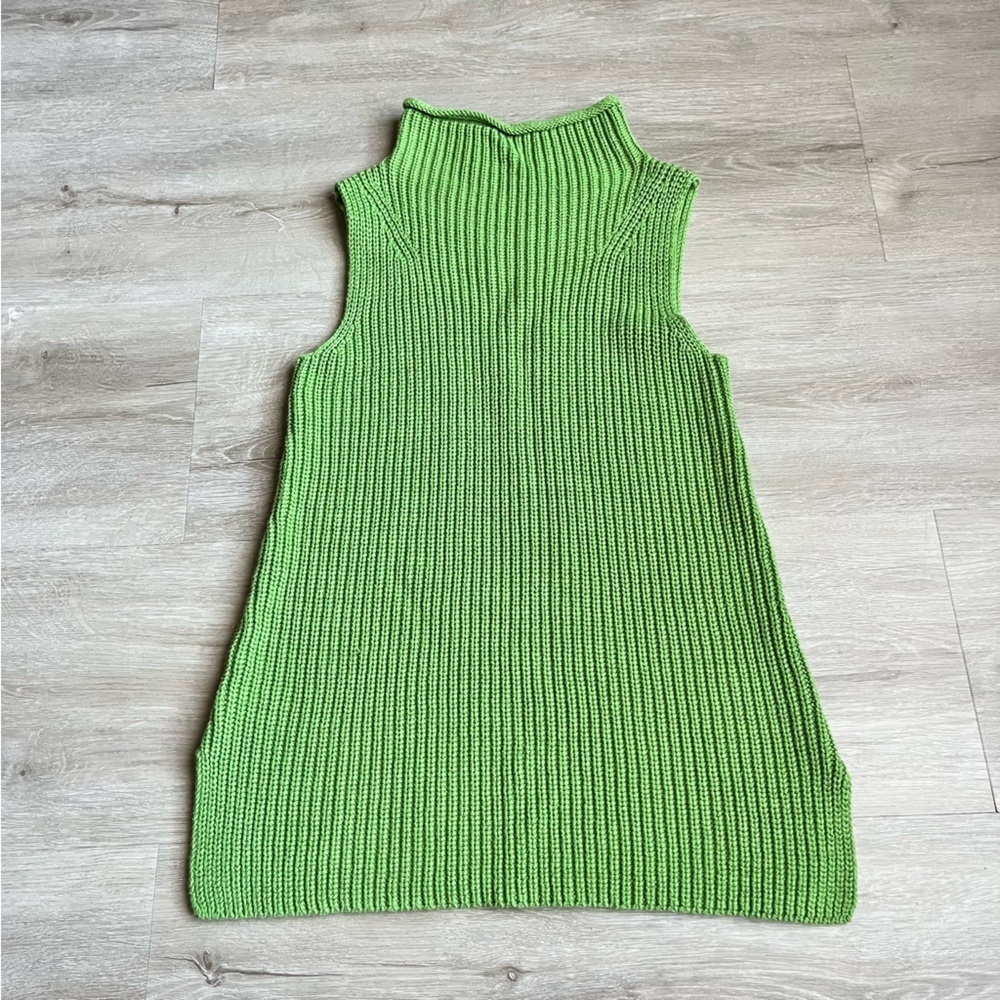 Ann Taylor Mock-neck Sleeveless Green Knit Sweater SZ S